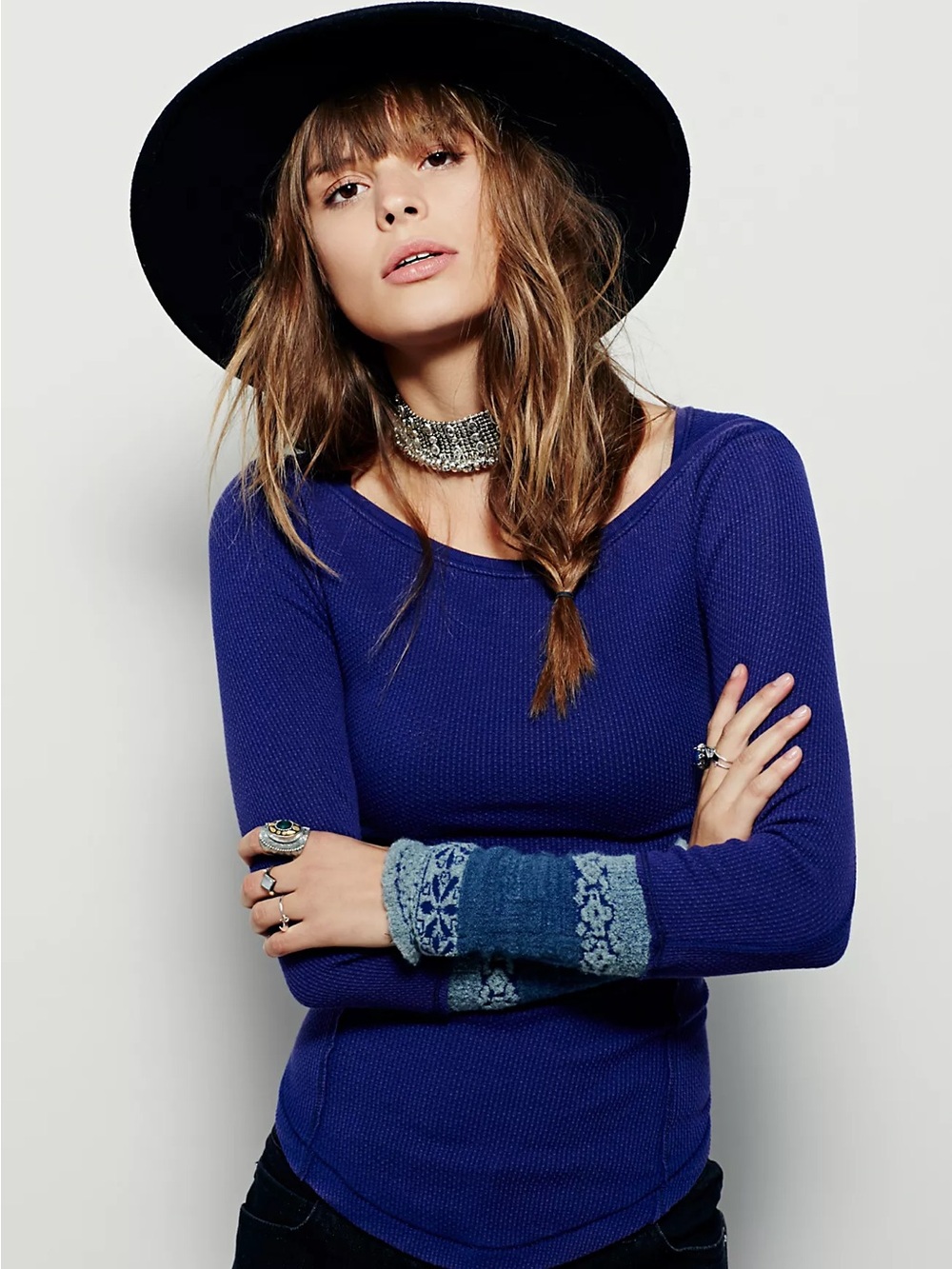 Free People Rosey Cuff Thermal in Purple